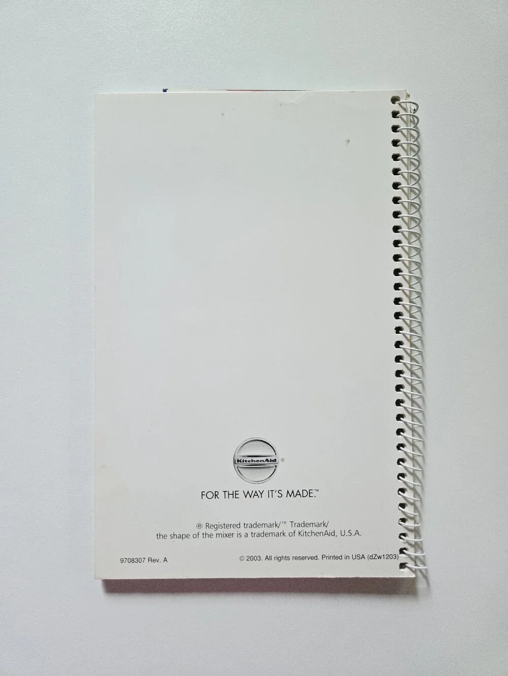KitchenAid Bowl Lift Stand Mixer Instructions Recipes 2003 Spiral Bound